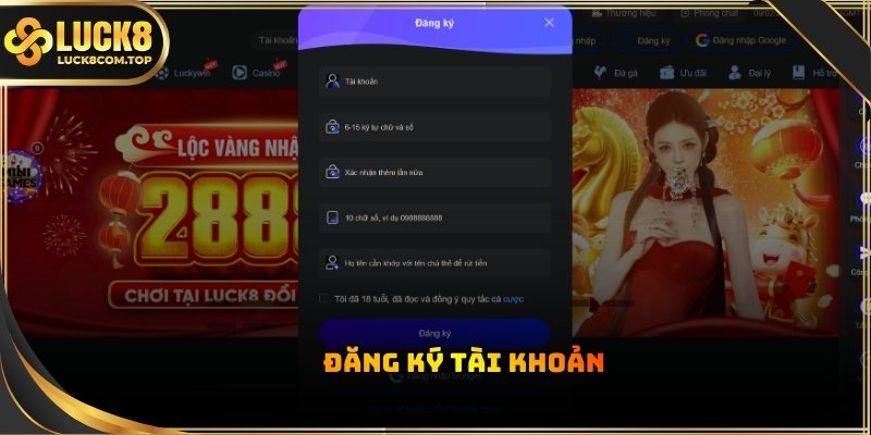 Đăng ký tài khoản LUCK8 để tham gia trải nghiệm MCW casino ngay